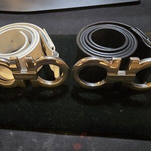 Salvatore Ferragamo Black and White Belt Set